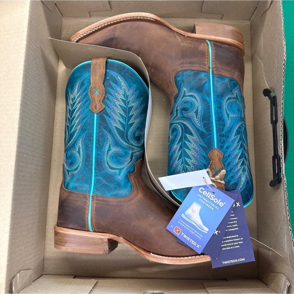 Twisted X Womens Rancher Western Boots Size 9 B Blue/Brown Leather